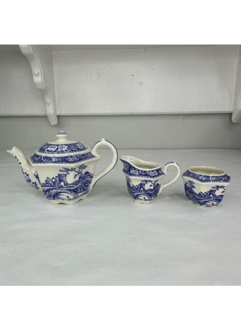 James Sadler Afternoon Tea‎ Pekin Brigadoon Teapot Creamer Sugar Set Vintage